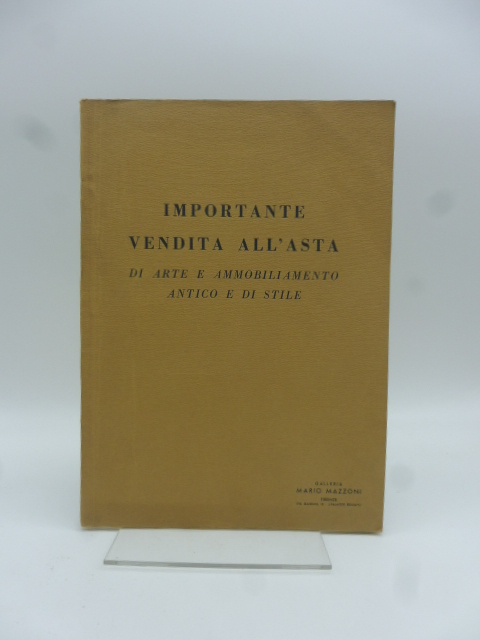 Galleria Mario Mazzoni. Importante vendita all'asta di arte e ammobiliamento di varie epoche e di una raccolta di dipinti… Amilcare Cosi